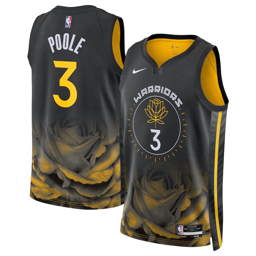 Men Golden State Warriors #3 Jordan Poole Nike Black 2022-23 Swingman NBA Jersey